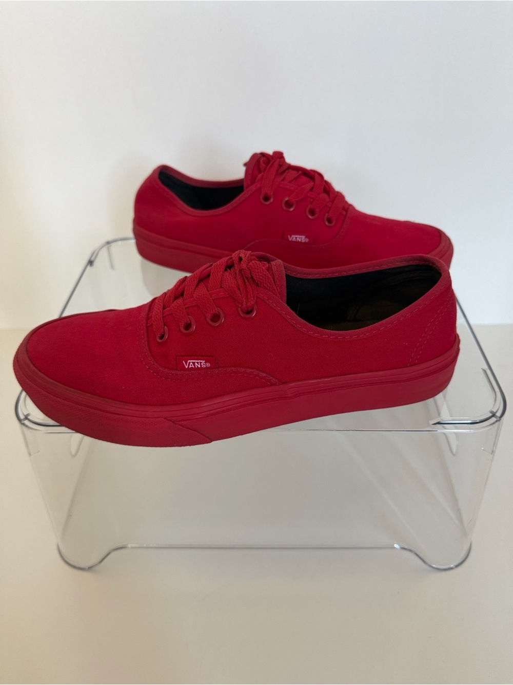 Vans Authentic Primary Mono Red Low Top Sneakers - Women's 7.5/ Men's 6